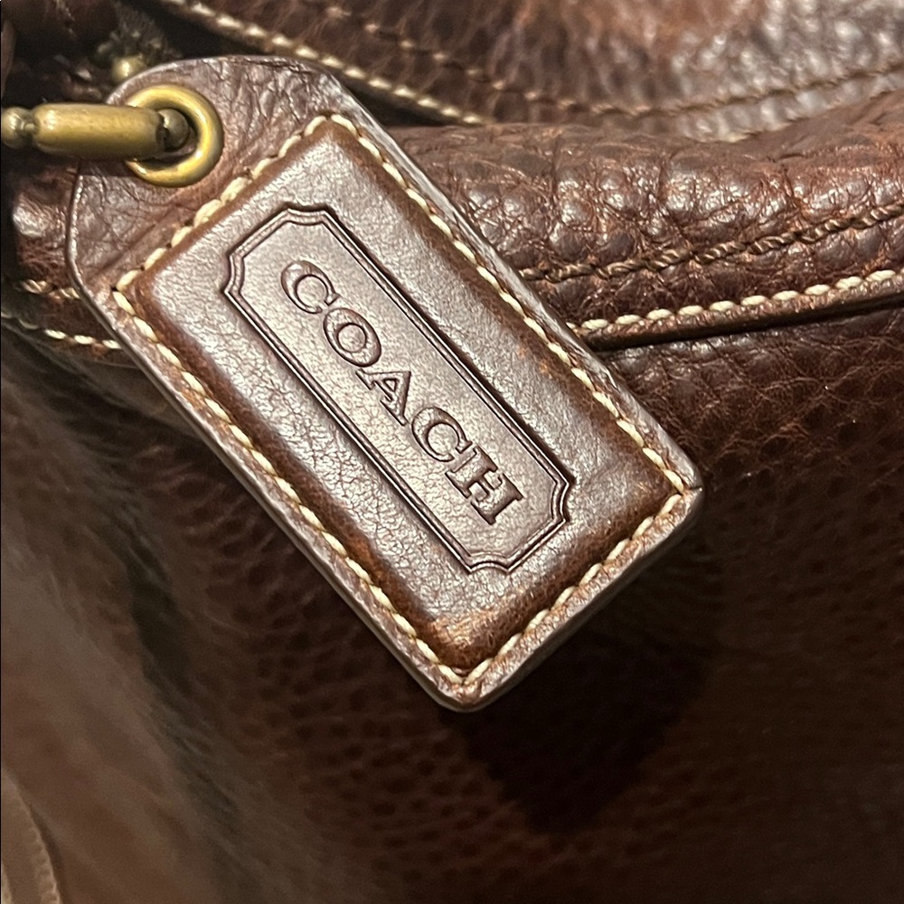 Coach Chelsea Laced Brown Pebbled Leather Duffle Shoulder Bag VINTAGE - Picture 5 of 16